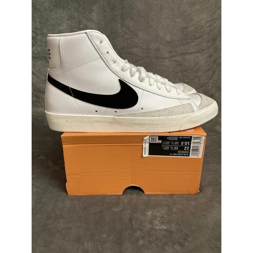 Nike Blazer Mid ‘77 Leather White Black Sz Men 10.5
